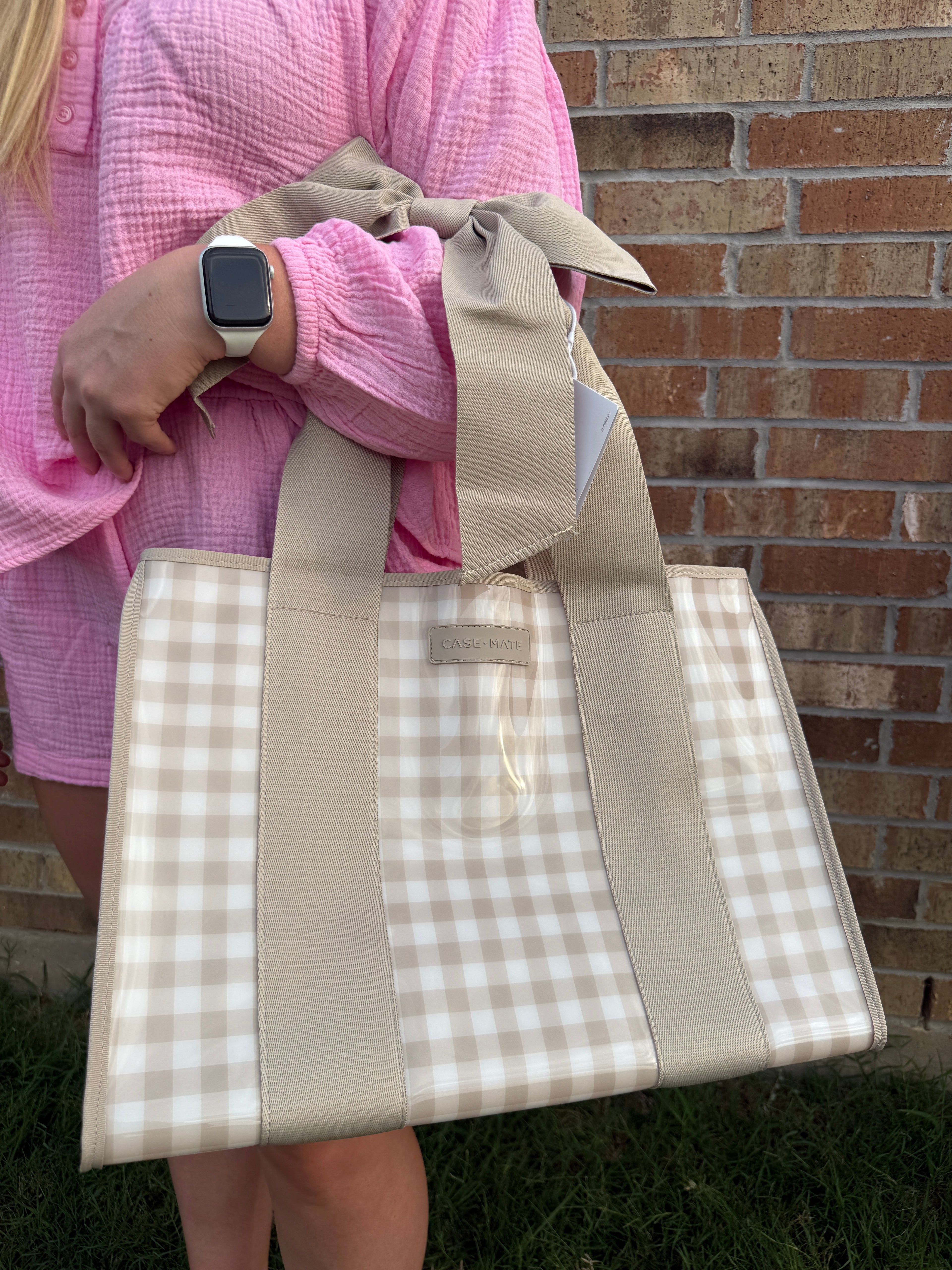 Tan Gingham Case Mate Tote