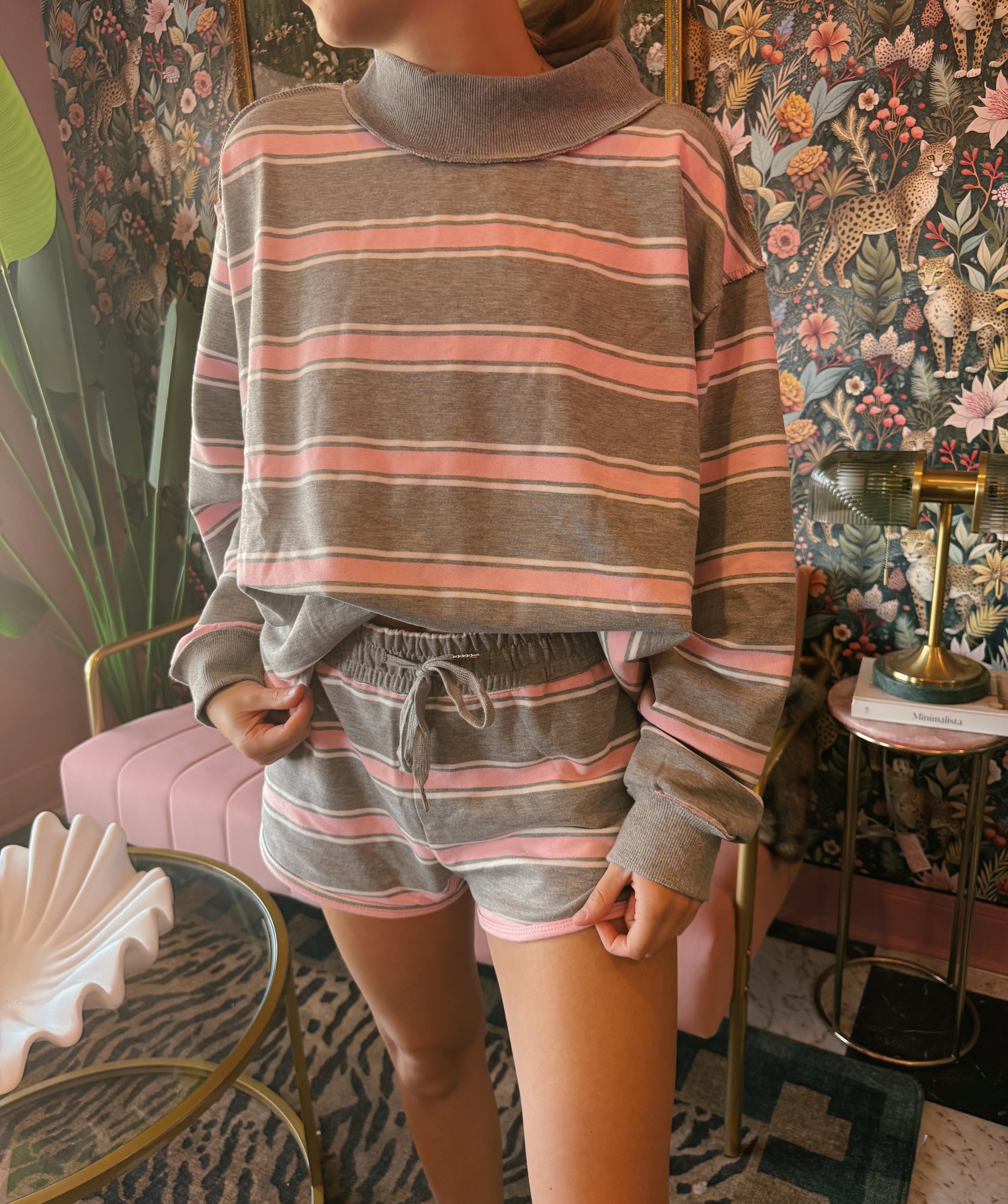 Laynie Striped Mock Neck